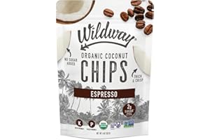 Wildway Organic Coconut Chips - No Sugar Added, Low Carb Keto Snack, Gluten-Free & Certified Organic, Healthy & Tasty, Paleo Friendly, Non-GMO, Sustainably Sourced, 4 Oz, Espresso