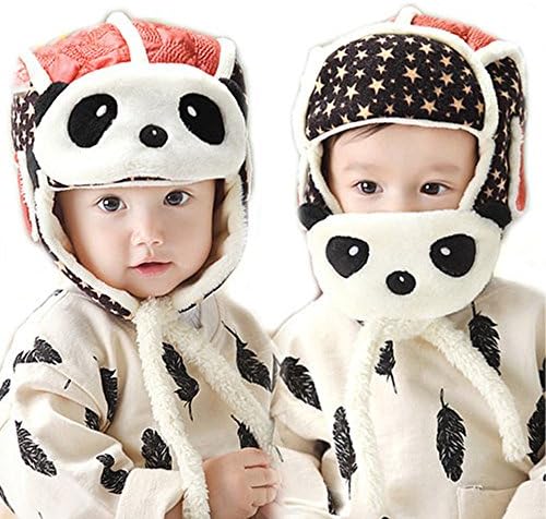 Happy Will Children Fleece Wool Winter Warm Hat with Panda Wind Mask an Ear Muffs for Kids Costume(Red)