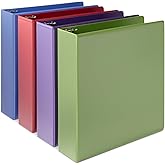 Amazon Basics 3 Ring 2 inch Binder, Round Rings, Assorted Colors, 4 Pack