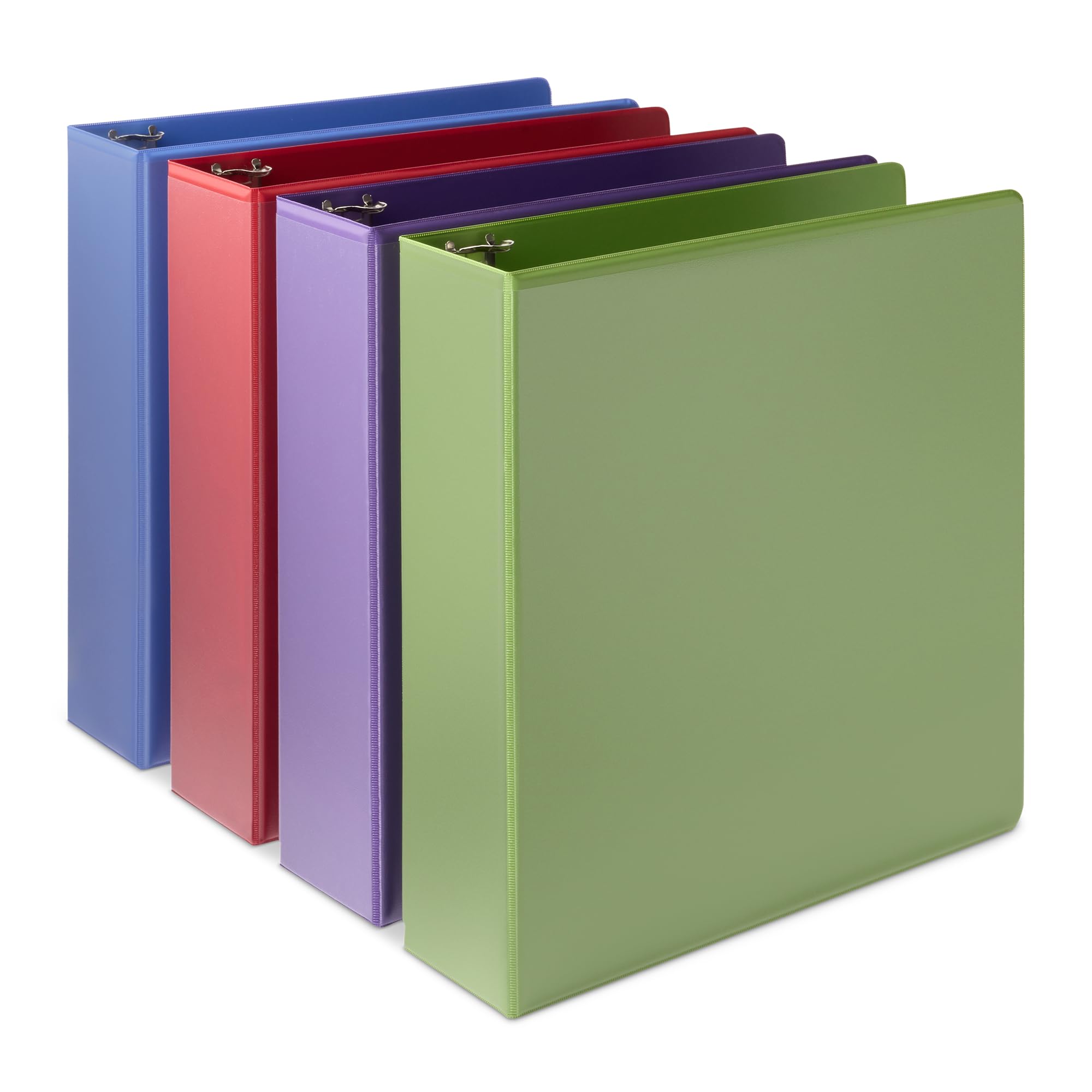 Photo 1 of Amazon Basics 3 Ring 2 inch Binder, Round Rings, Assorted Colors, 4 Pack