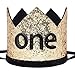 Maticr Glitter First Birthday Crown Baby Boy 1st Bday Party Hat Cake Smash Photo Prop (Large Gold & Black One)