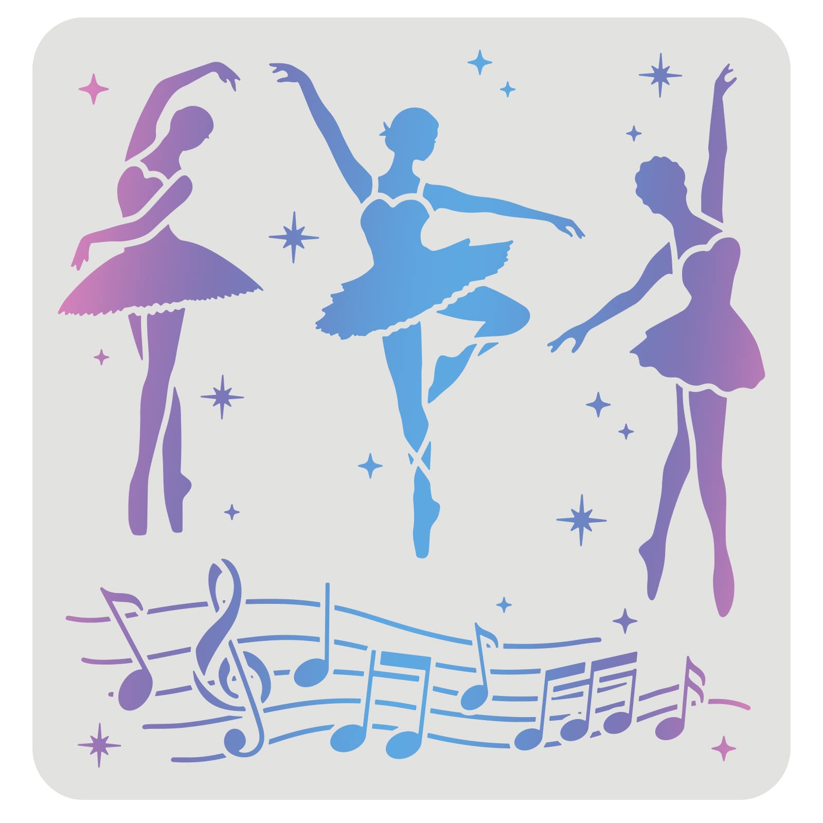 FINGERINSPIRE Ballerina Stencil 30x30cm Ballet Dancers Stencils for Painting, Reusable on Wood, Tile, Paper, Fabric, Floor and Wall
