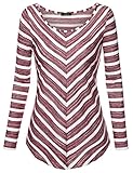 Laksmi Womens Long Sleeves Striped Chevron Print Tunic Top