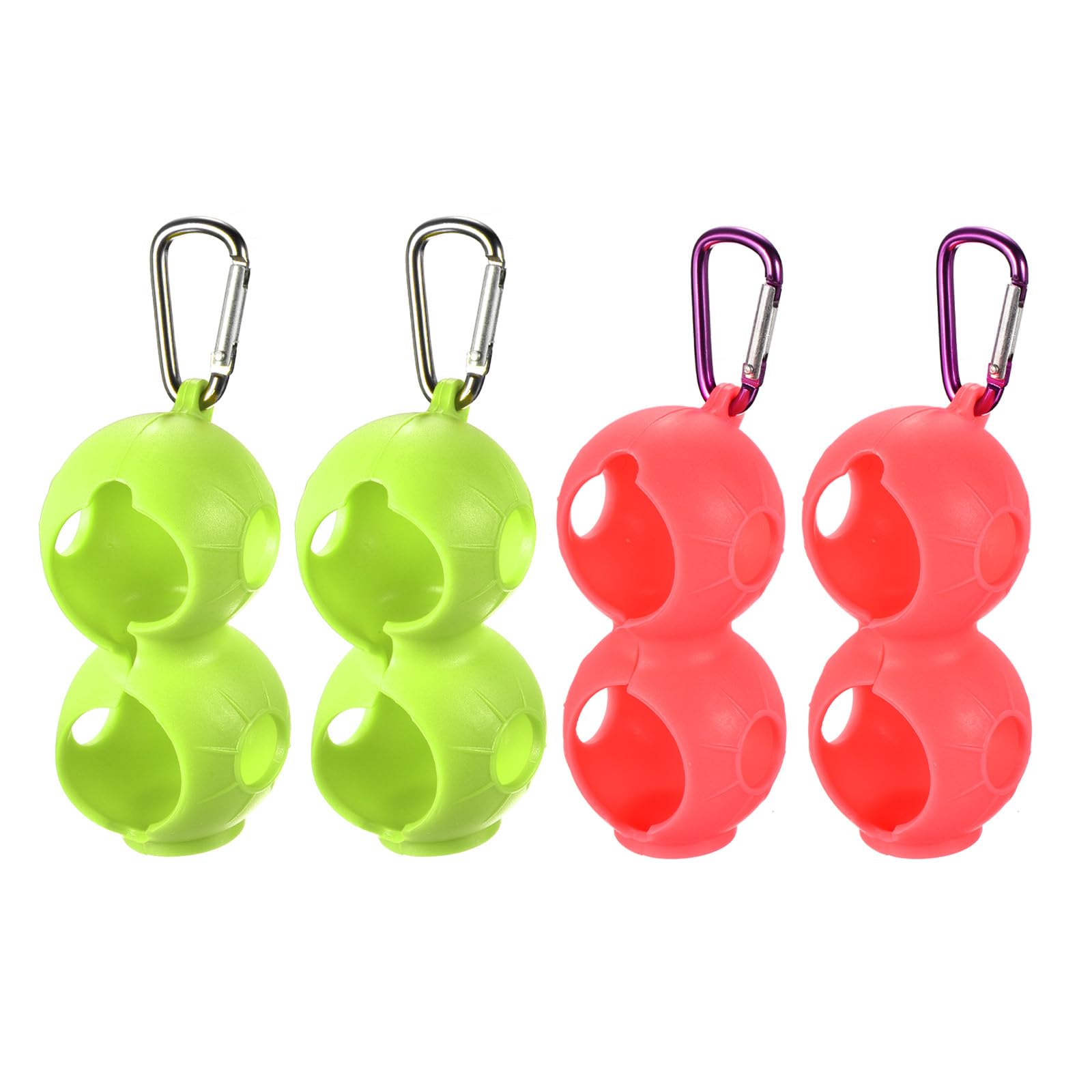 PATIKIL Golf Ball Holder, 4 Pack Silicone 2 Balls Carrier Protective Portable Sleeve with Buckle for Golf Bag Belt, Pink, Green