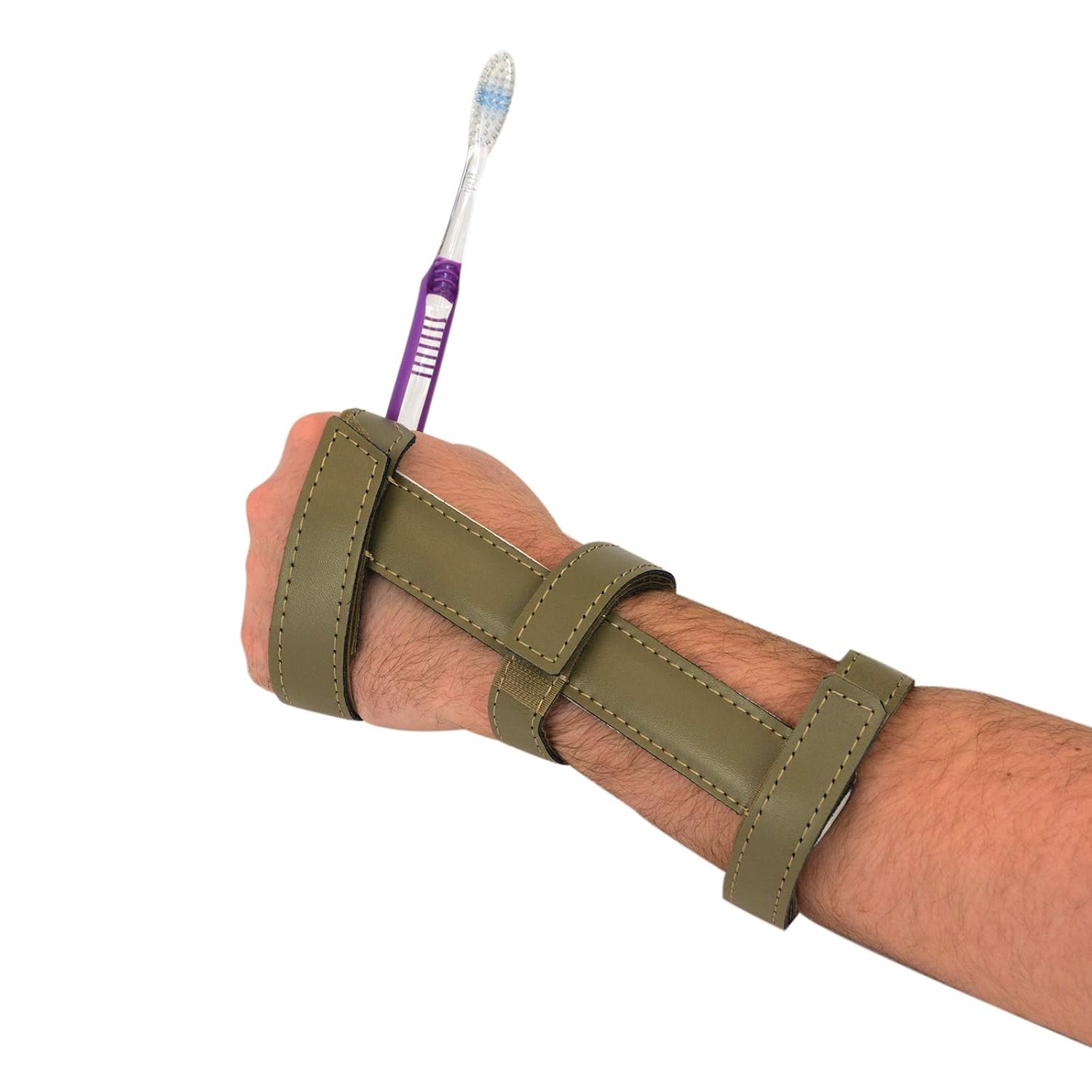 Sammons Preston Economy Wrist Support with Utensil Holder Pocket for Left Hand, Leather Covered Metal Wrist Splint & Kitchen Aid for Carpal Tunnel & Hand Injuries, Stabilize Left Wrists, Large 3.5": Industrial & Scientific