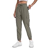 MOURCE Womens Hiking Pants Lightweight Quick Dry Adjustable Cargo Joggers with Zippered Pockets