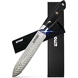 Kitory Serrated Utility Knife Steak Knife 5" – Kitchen Slicer for Beaf Bread Fruit Vegetable and Meat – Pakkawood Handle - Fu