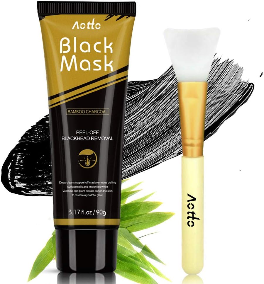 Blackhead Remover Mask Deep Cleansing Charcoal Black Mask Peel-Off Facial Mask for All Skin Types with Brush