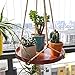 BESTTOYHOME Macrame Plant Hanger Holder -6 Pack Handmade Indoor Outdoor Hanging Planter Basket Rope Holder 3 Sizes with 6 PCS Ceiling Hooks Indoor Hanging Planter Holder