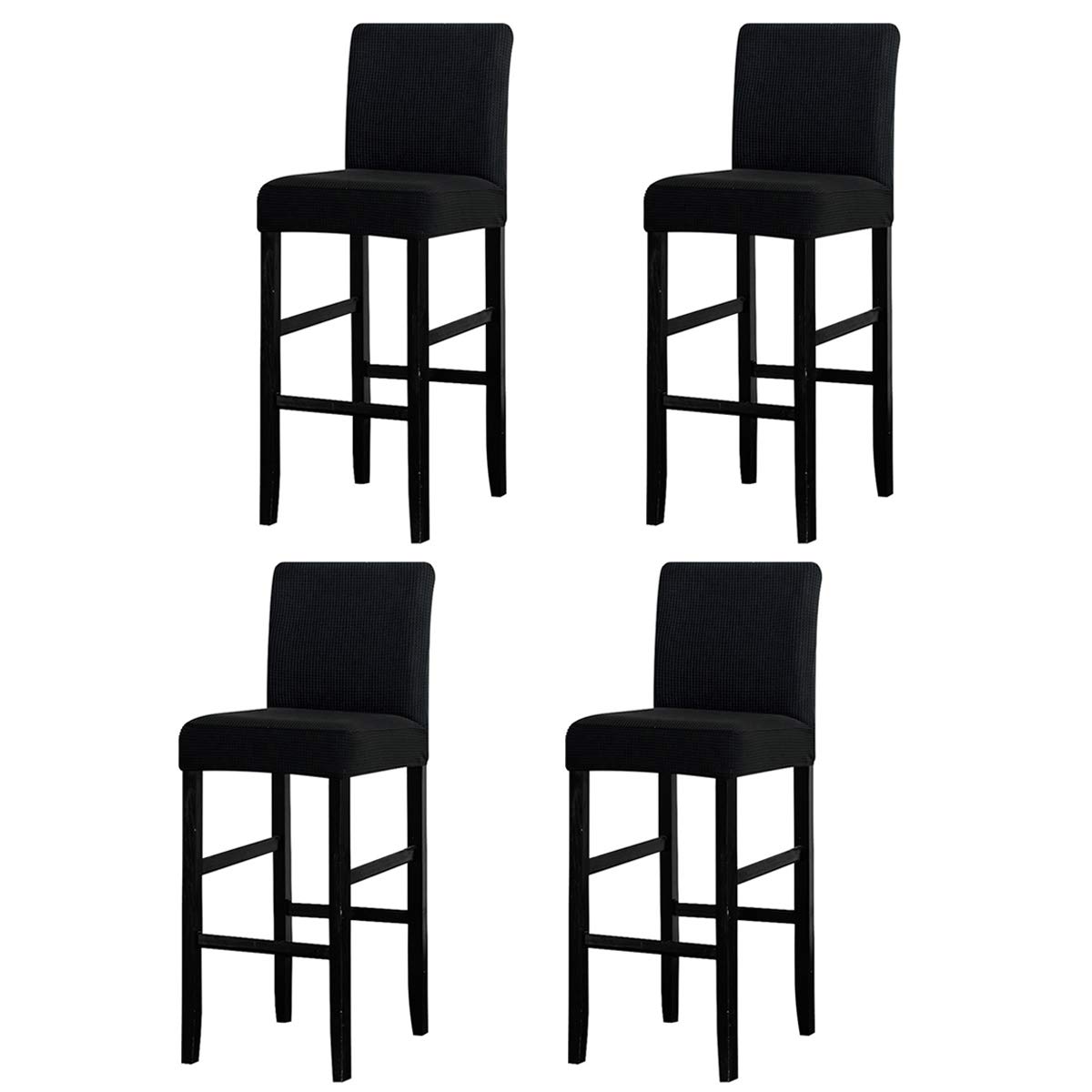 LANSHENG Bar Chair Stool Covers, Stretch Removable Washable Chair Slipcover for Short Swivel Dinning Chair Back Chair Bar Stool Chair (Black,4 Pcs)