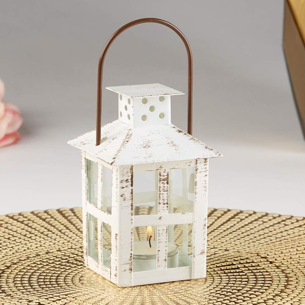 Kate Aspen Vintage White Distressed Small Candle Lantern, One Size: Kitchen & Dining