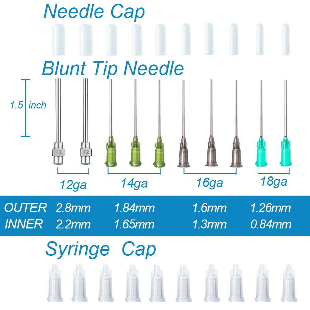 Tip Ink Injector Mua Injection Syringe 20ml Blunt tip Syringes Luer Lock 12Ga 14Ga 16Ga ...