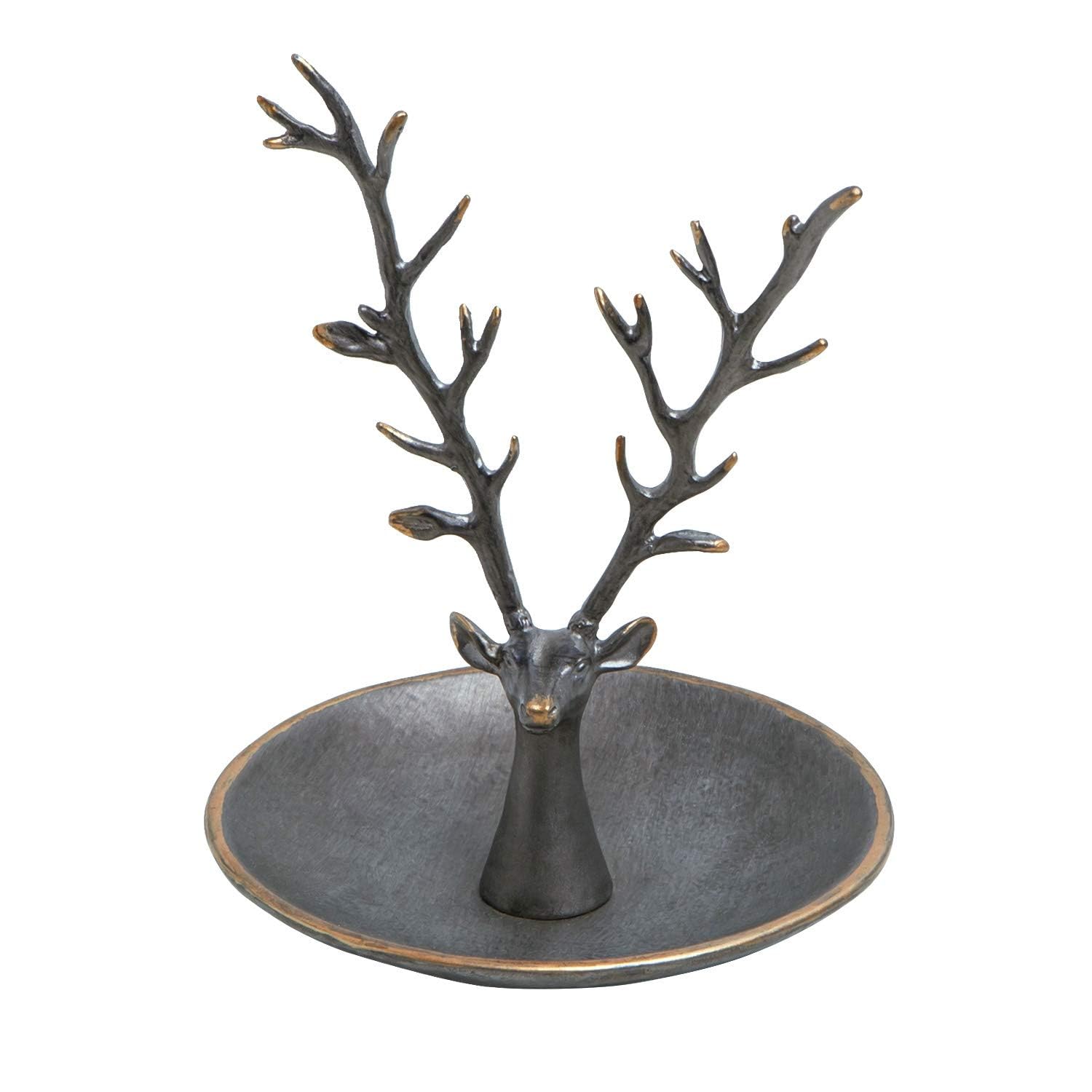Photo 1 of SOFFEE DESIGN Jewelry Tray Ring Dish Holder, Metal Deer Antler Jewelry Stand with Tray Display Organizer, Deer Tree Jewelry Hanger Rack for Hanging Necklaces, Rings, Earrings, Bracelet, Watches