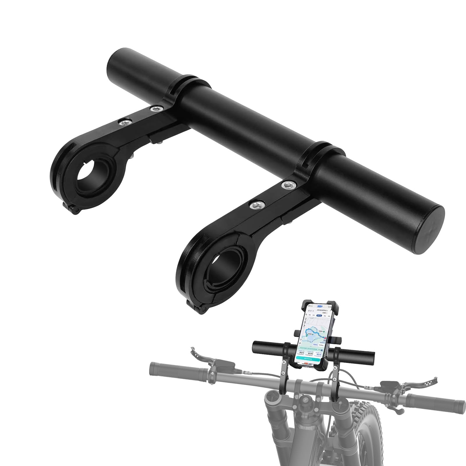 YTOOK 20cm Bike Handlebar Extender with 2PCS Clamp Brackets and 1PC Hex Wrench, Aluminum Universal Bicycle Handlebar Extension for Bicycle Light, Speedometer, Action Camera, GPS Device