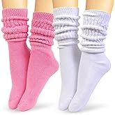 HOT FEET Women's Slouch Socks 2-Pack - Cozy Cotton Blend Scrunch Boot Socks, Long Slouchy Scrunchy Calf Socks, Sizes 4-10