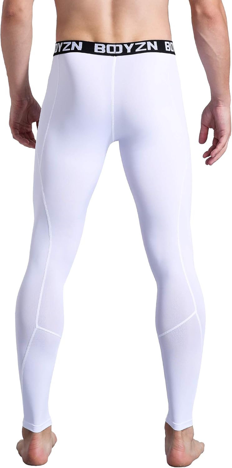 Boyzn Men's 2 Pack Sports Compression Pants Cool Dry Active Base Layer Tights Workout Running Leggings: Clothing