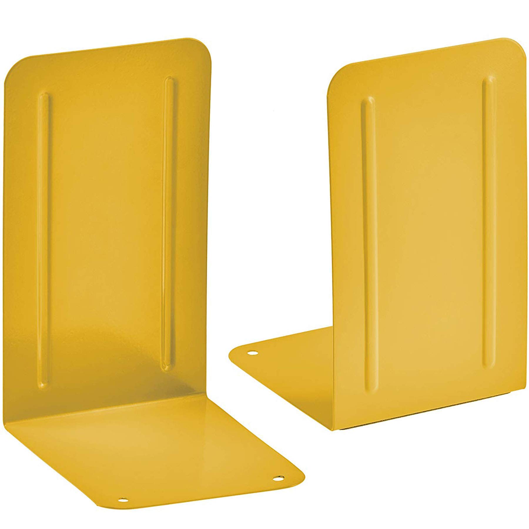 Acrimet Metal Bookends, Non-Skid Book Stand for Shelves, Heavy Duty Book Stopper, 17,5 cm H x 10 cm W x 11,5 cm D, Yellow, 1 Pair