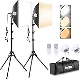 Torjim Softbox Photography Lighting Kit, 16'' x 16'' Professional Softbox Lighting Kit with 85W 3000-7500K LED Bulbs, Studio 