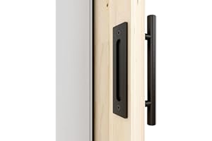 CCJH 9.5" Pull and Flush Sliding Barn Door Handle Set Heavy Duty Large Rustic Two-Side Design for Gates Garages Sheds Furnitu