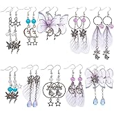 SUNNYCLUE 1 Box 10 Pairs Wing Earrings for Women Fabric Dangle Earrings for Women Dragonfly Butterfly Organza Purple Trendy Lightweight Insect Spring Jewelry Sets Wedding Party Decor Gifts kits Adults