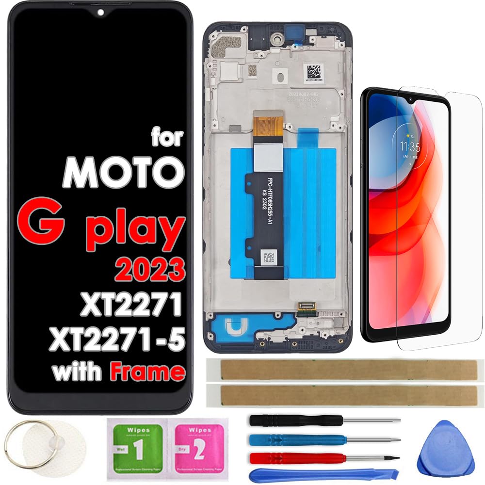 Photo 1 of LCD Screen Replacement Touch Display Digitizer Assembly for Motorola Moto G Play 2023 XT2271 XT2271-5 6.5" (with Frame)