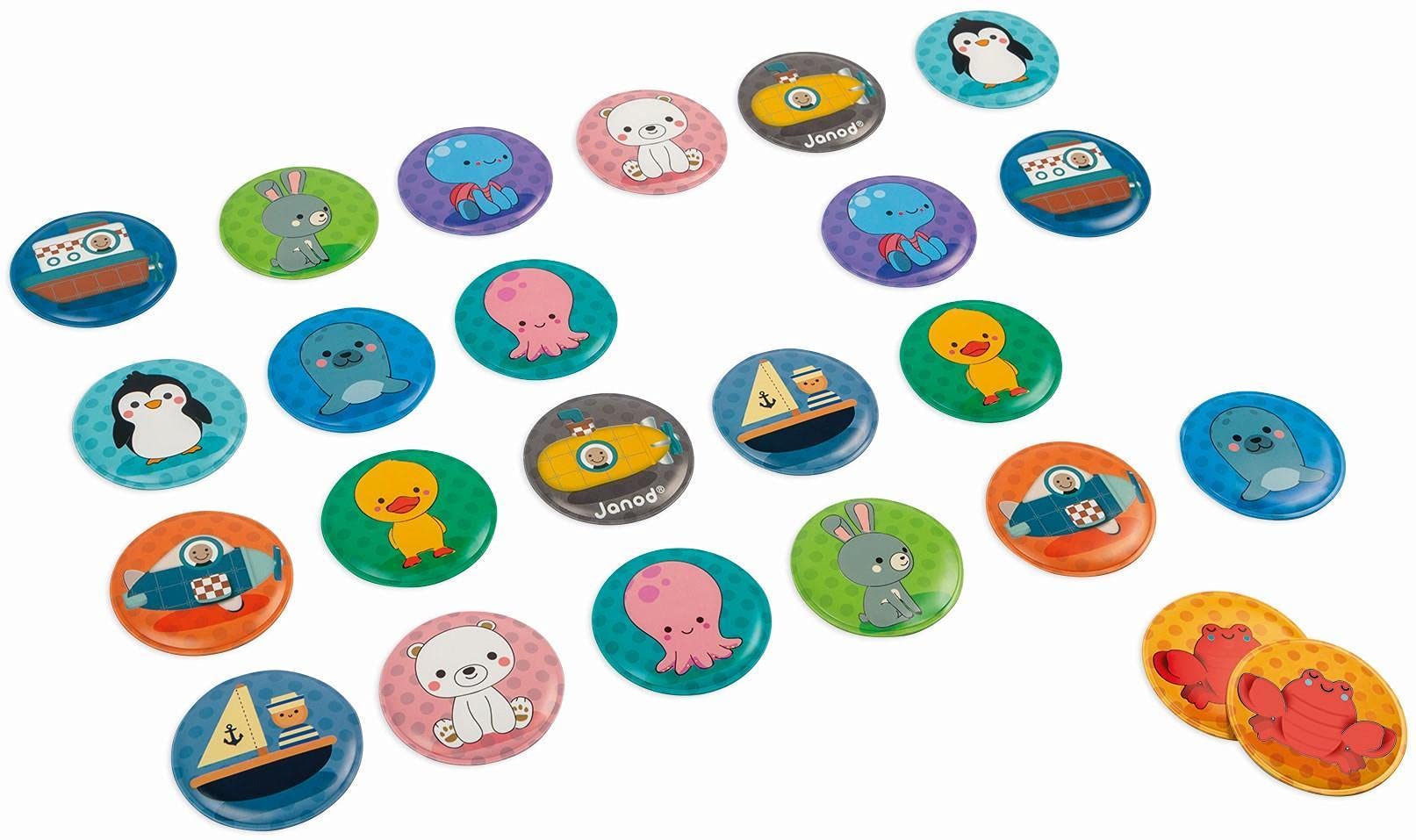 Janod - 24-Piece Memory Bath Toy - Developmental and Memory Training Toy - From 2 Years Old - J04714