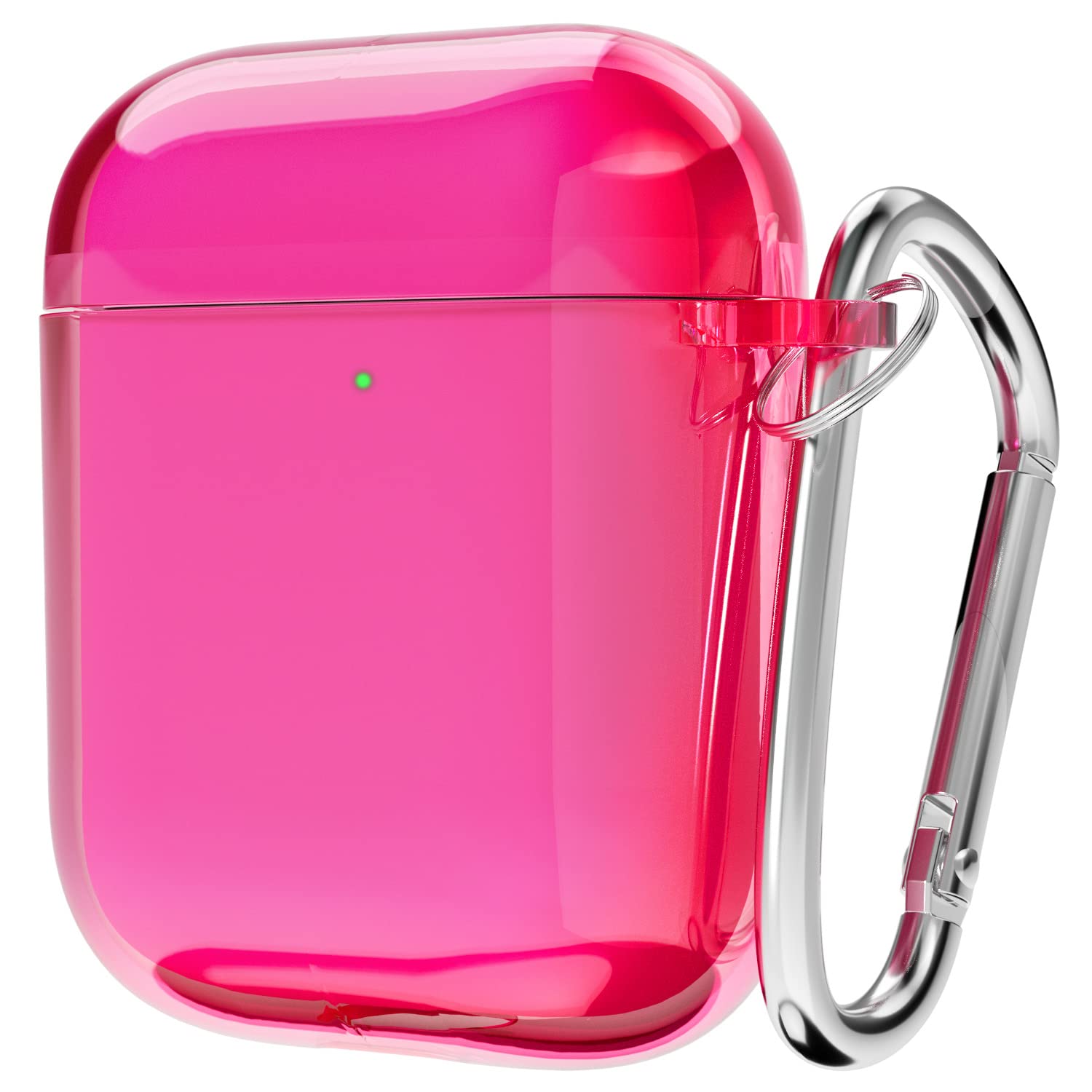 Svanove for Airpods Case Clear Hard Plastic, Transparent Simple Cute Airpods 1st 2nd Generation Case with Keychain, Girly Y2k Aesthetic Trendy Airpods Cover Accessories for Women Girl, Neon Hot Pink