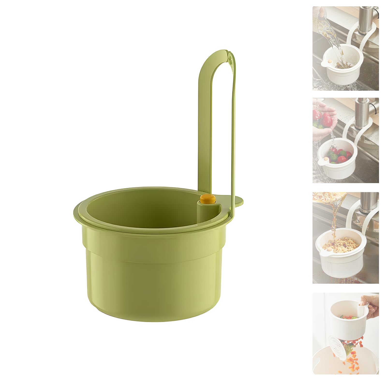 Photo 1 of 2025 New Faucet Hanging Strainer, Press Automatic Dumping Kitchen Draining Basket, Food Fruit Vegetable Drain Shelf Sink Storage Holder, for Home ?Kitchen (Green)