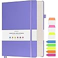Lined Notebook Journal for Women Men, Large A4 College Ruled Notebook, 312 Numbered Pages Notebooks for Work, 100gsm Paper Daily Journal, Hardcover Vegan Leather Journals for Writing Office, Purple