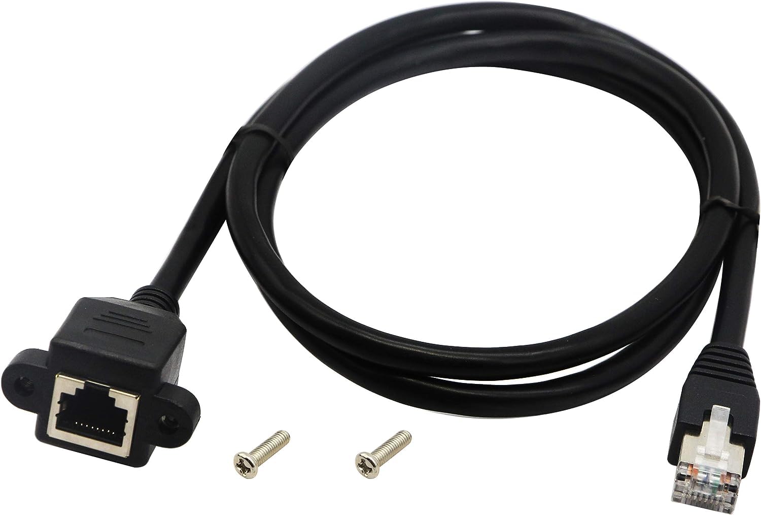 zdyCGTime CAT6 RJ45 Male to Female Screw Panel Mount Ethernet LAN Network Extension Cable 1m