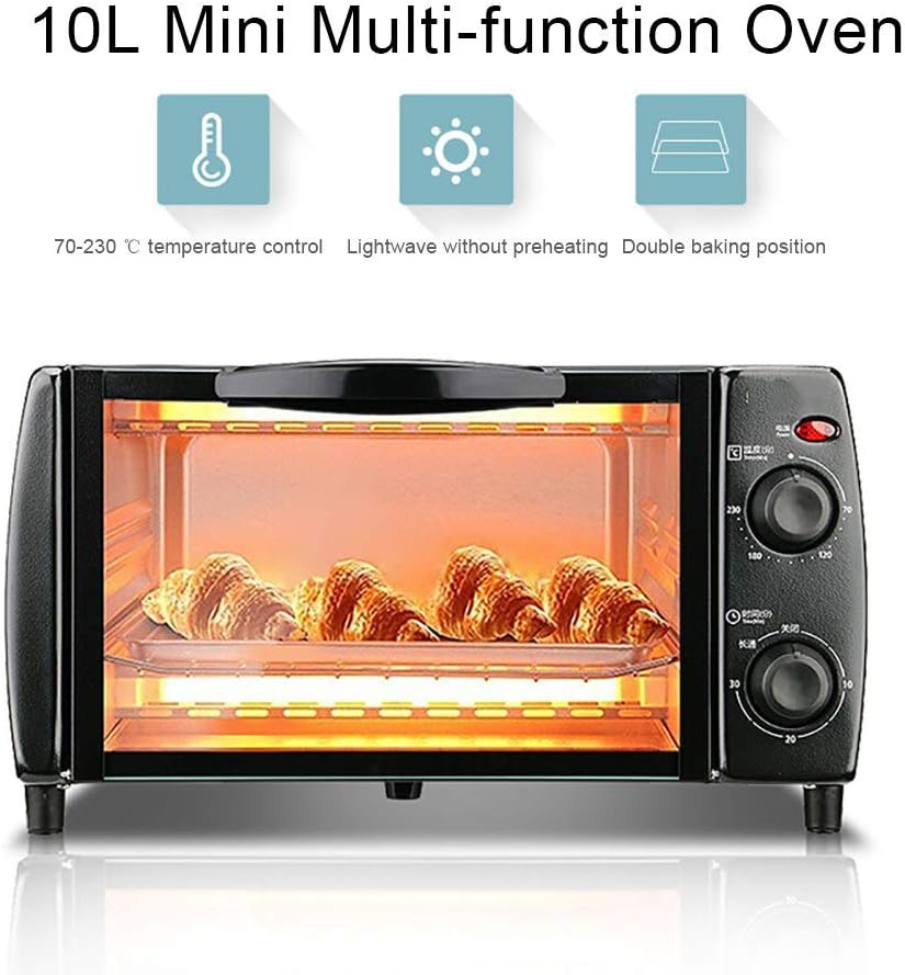 Elektrischer Tischherd,Temperatureinstellung Von 70 Bis 230 ° Qjjml  Multifunktionaler Mini-10L-Backofen Für Hausgebrauch Spart Mehr Platz Und  Hilft Ihnen Bei Der Zubereitung Köstlicher Speisen