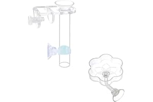 JZMYXA Aquarium Shrimp Small Fish Feeding Dish and Feeding Tube kit, Including Glass Feeder Tube Acrylic Feeder Dish and Holder, 3 Lengths Optional, 7.8 Inches, 11 Inches, 13.7 Inches (S-7.8 Inches)