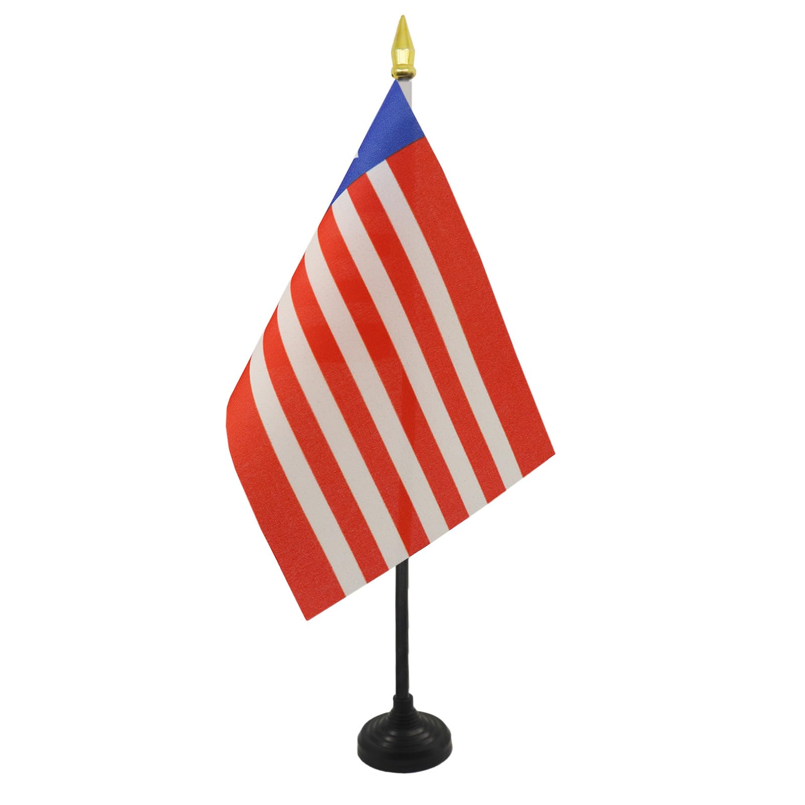 AZ FLAG - Liberia Table Flag 4'' x 6'' - Liberian Mini Desk Flag 100% Polyester 15 x 10 cm - Office Mini Banner with 10'' Pole - Golden Spear