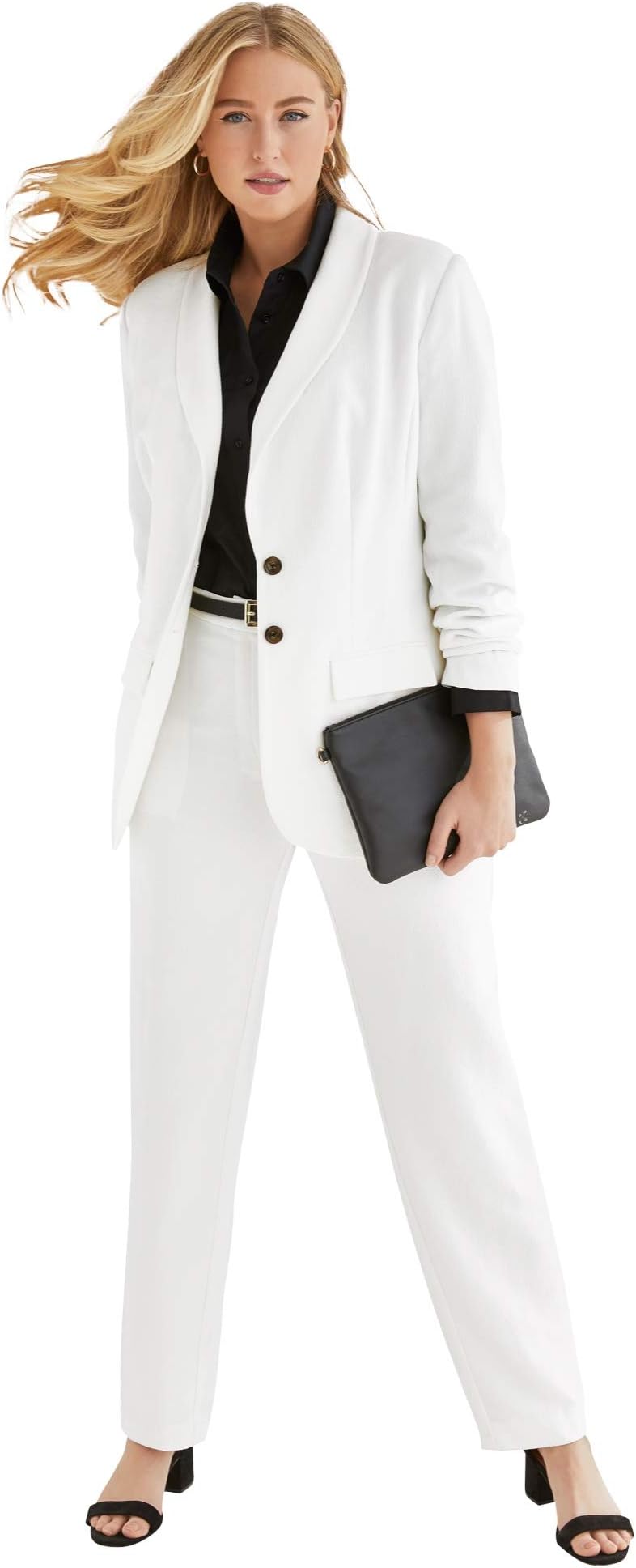 Women's Plus Size Single-Breasted Pantsuit Set