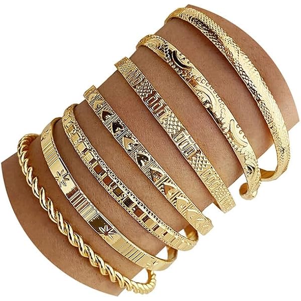 Amazon.com: Dtexhif 7Pcs Gold Bangle Bracelets for Women