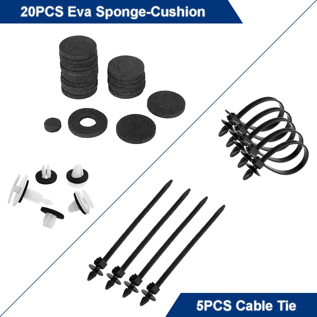 Aebitsry 445Pcs Car Retainer Clip with Fastener Remover Kit, 18 Most Popular Sizes Auto Fender and Bumper Fittings Push Clips, 5Pcs Fastener Remover, 5Pcs Reusable Cable Ties, 20Pcs Sponge Cushion