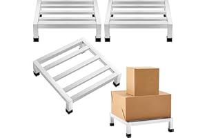MorningRo 3 Pack Dunnage Rack 13.8" Long x 13.8" Wide, 3.9" Height Stainless Steel Shelf 1000+ Pound Capacity Commercial Food Floor Rack for Restaurants Kitchens Garages and Vehicles