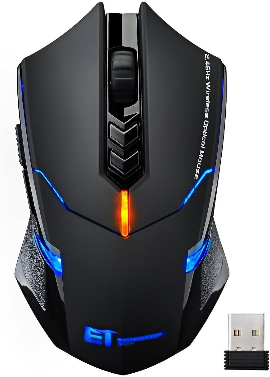 VicTsing Wireless Gaming Mouse, 2400DPI 5 Adjustable DPI Computer Mice, 6 Buttons for Gamer PC, Laptop, Notebook, Computer, MacBook, Black