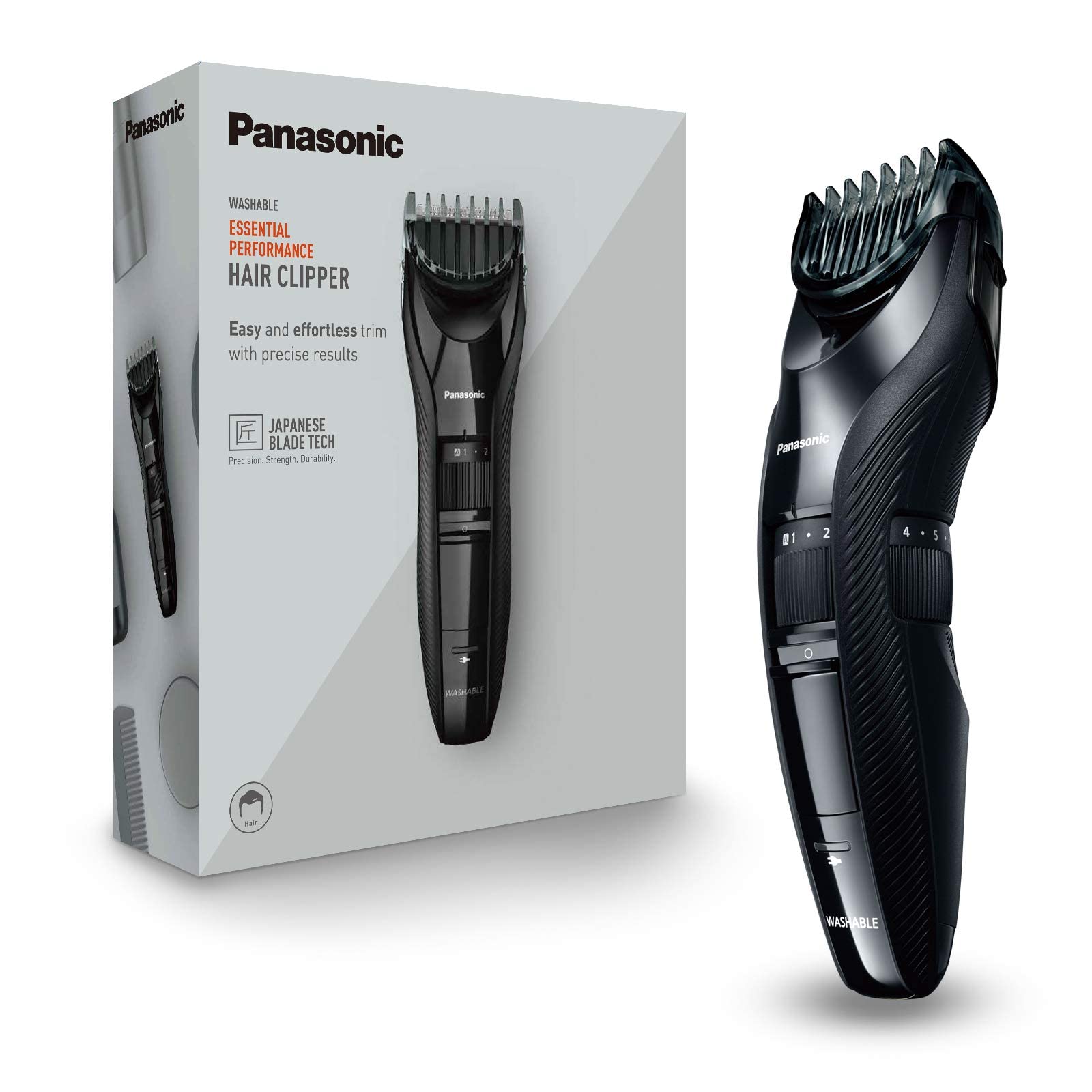 Panasonic ER-GC53 Hair Clipper | 19 Cutting Lengths (1-10mm) | Washable & Cordless for Home Haircuts