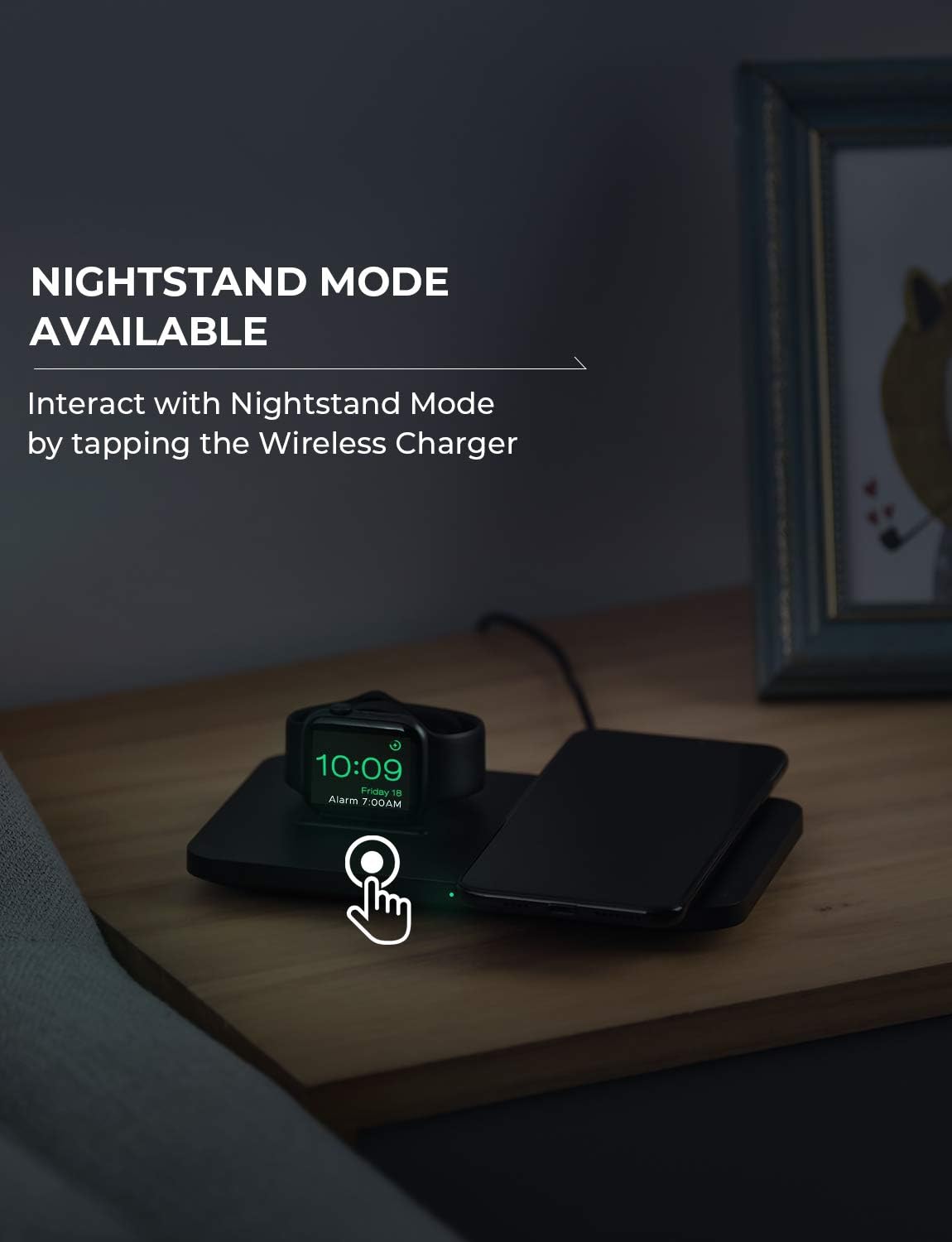 Wireless Charger, iSeneo 2 in 1 Dual Wireless Charging Pad with iWatch Stand for iWatch 6/5/4/3/2, 7.5W Wireless Charger for iPhone 12/11/11 Pro Max/XR/XS Max/XS/X/8, Airpods(No iWatch Charging Cable)