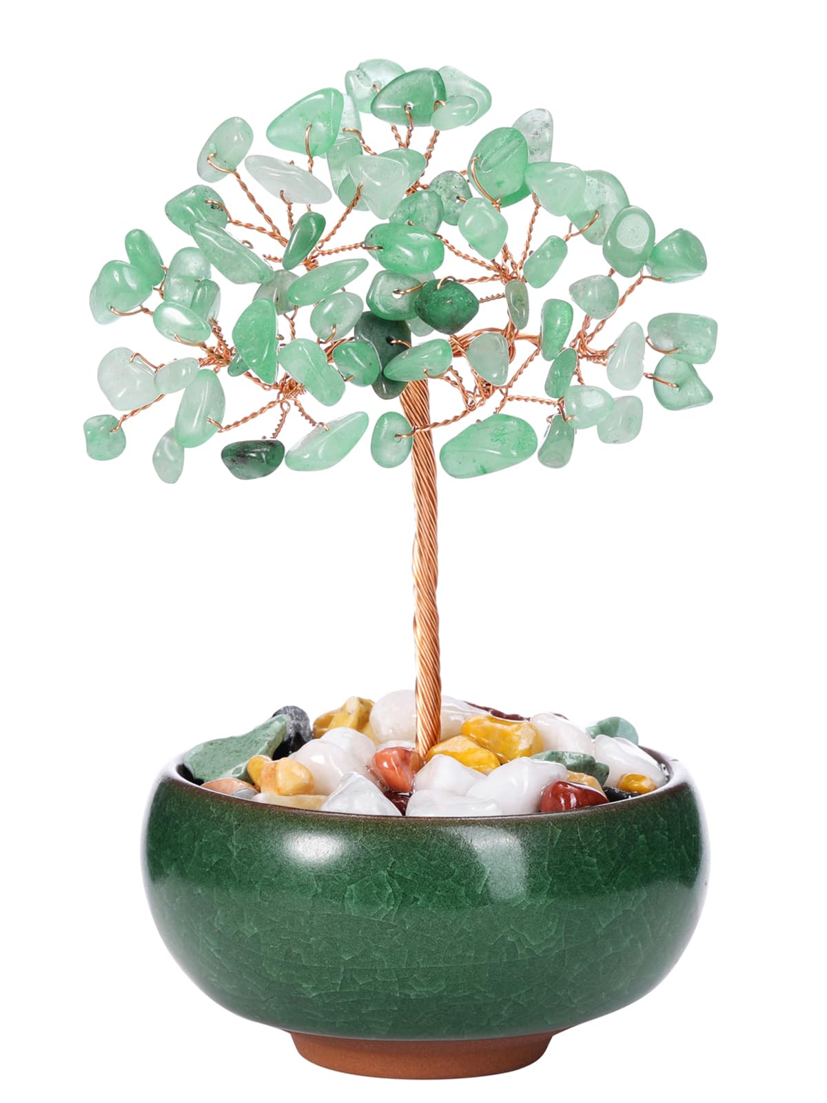 JSDDE Green Aventurine Crystal Tree Reiki Healing Crystals Stone Tree Figurines Tumbled Stones Money Tree Gifts