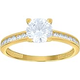 Jewels By Lux 14kt Yellow Gold Womens Cubic-Zirconia Bridal Anniversary Engagement Wedding Ring