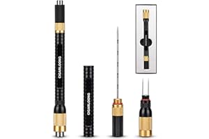 Demcigar 4-in-1 Cigar Punch Multitool Set,Stainless Steel Dual Size Cigar Hole Opener(8mm/11mm) with Enhancer Cutter Sharp Cigar Draw and Twin Nubber(Black&Gold)