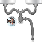QruiLanTu Double Sink Drain Kit Expandable Flexible 1 1/2 Inch P-Trap with Visible Removable Easy-Clean Water Seal Anti-Odor Cup for Bathroom, Kitchen Sink Drain Pipe Kit