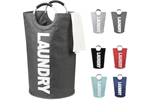 DOKEHOM 125L X-Large Collapsible Washing Laundry Basket Bag (7 Colors) for Bedroom, Fabric (Dark Grey, XL)
