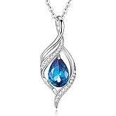 LOCIBLO Birthstone Necklaces for Women Teardrop Necklace 925 Sterling Silver Infinity Love Pendant Birthday Jewelry Gifts for Her, 18"+2"