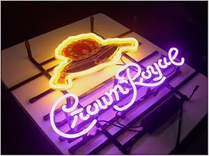 LDGJ Crown Royal Neon Signs Light Sign Home Beer Bar Pub Recreation Room Game Lights Windows Garage Wall Real Glass Home Party Birthday Bedroom Bedside Table Decoration Gifts