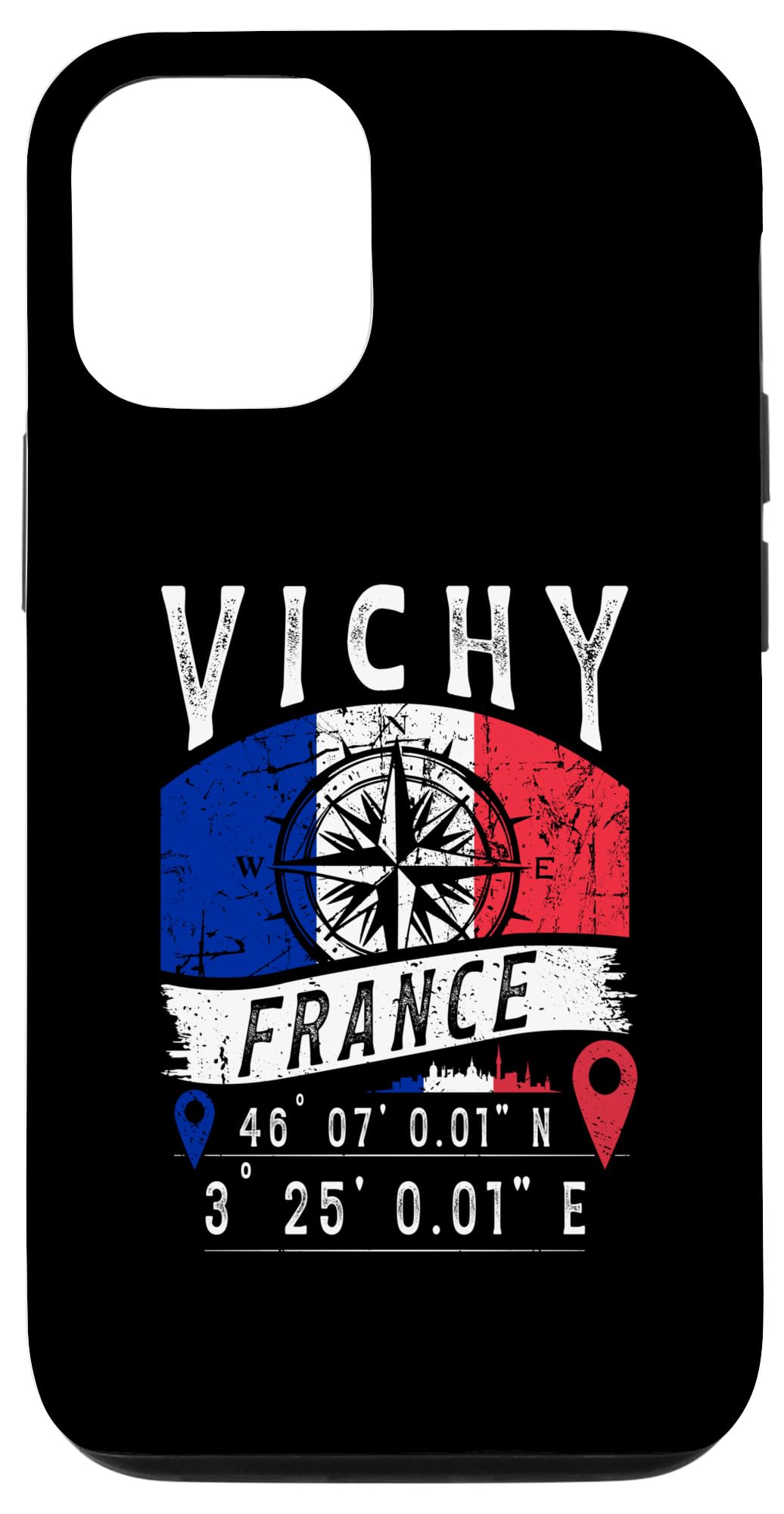 iPhone 15 Vichy France Flag GPS Coordinates Of Vichy Case