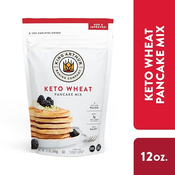 KING ARTHUR KETO WHEAT PANCAKE MIX: LOW CARB, HIGH PROTEIN BREAKFAST SOLUTION – JUST ADD WATER FOR FLUFFY PANCAKES OR WAFFLES – NON-GMO, KOSHER CERTIFIED, 12 OZ POUCH
