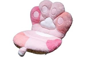 Cat Paw Cushion, Plush Soft Desk Seat Pads, Gel Memory Foam Lumbar Back Support Pillow with Non-Slip Bottom for Gamer Chair, 